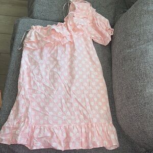 One Shoulder Ruffles Polka Dot Dress